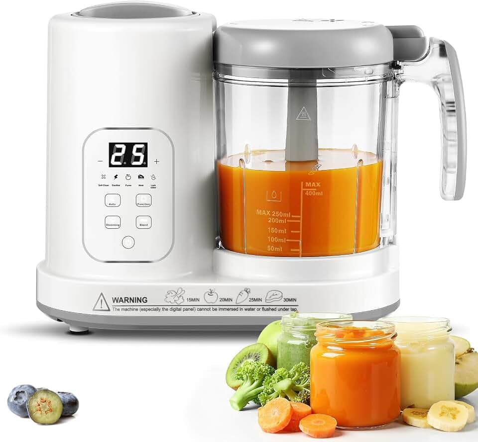 TopStrong Babynahrungszubereiter, Baby Food Maker Dampfgarer mit Dämpfen, Mixen, Auftauen & Erwärmen, Multifunktions Babybrei Zubereiter mit Selbstreinigungsfunktion, Küchenmaschine für Babynahrung