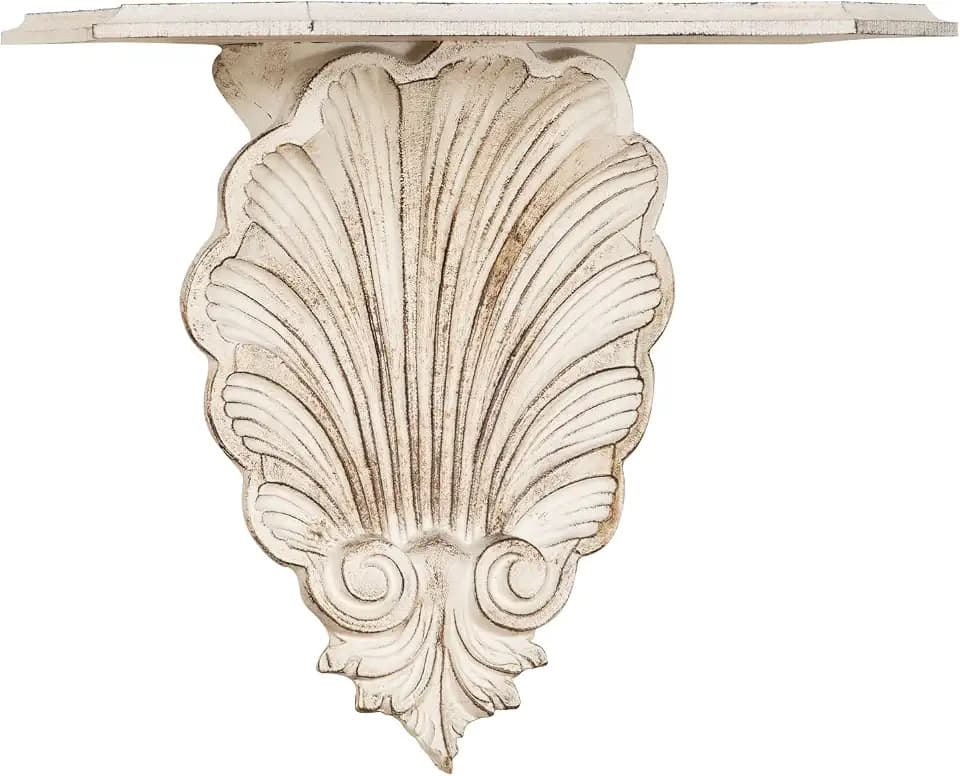 Biscottini - Wandregal aus Holz mit antikweißem Finish - L39 x T24 x H37 cm - Eckregal für die Küche - Made in Italy - Regal