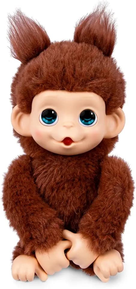 Little Live Pets Baby Monkey Minis Chikki Cherry, Plüschaffe 18,8 cm | Über 20 realistische Geräusche und Reaktionen, weiches braunes Fell, interaktives Kuscheltier; ab 5 Jahren