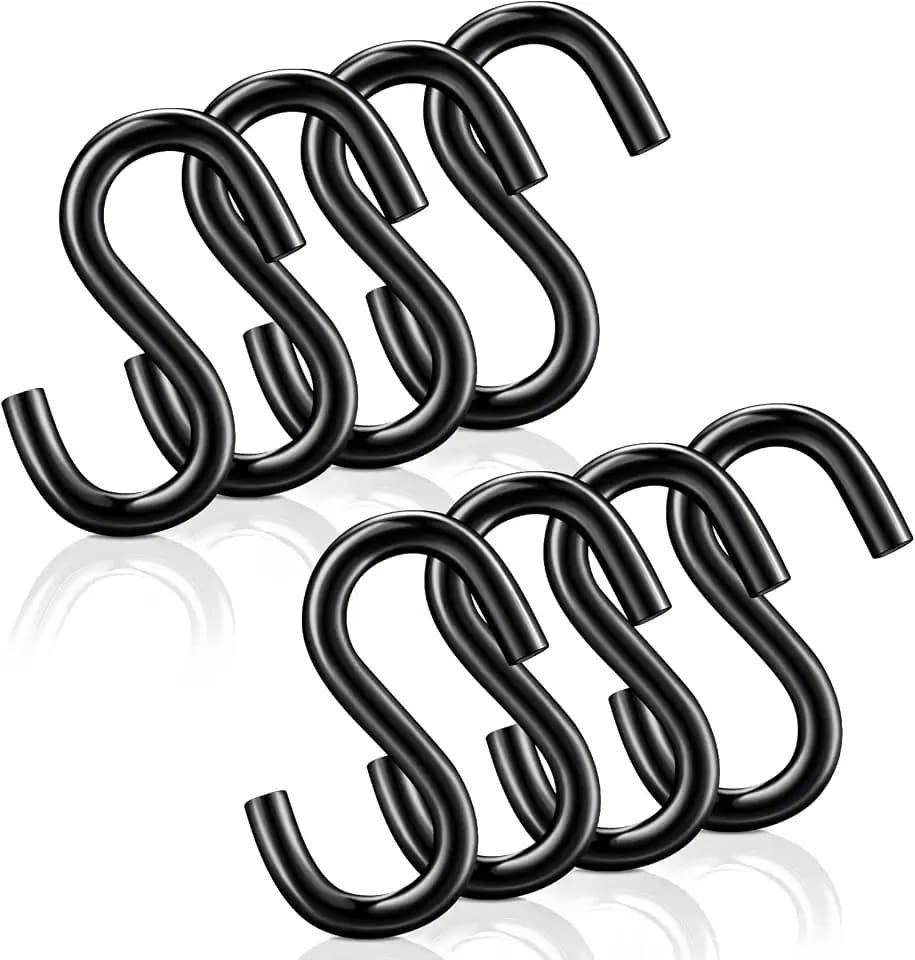 Shappy 4 Pieces S Hooks Heavy Duty 3 Inch Long, Black Vinyl Coated 441 Lbs