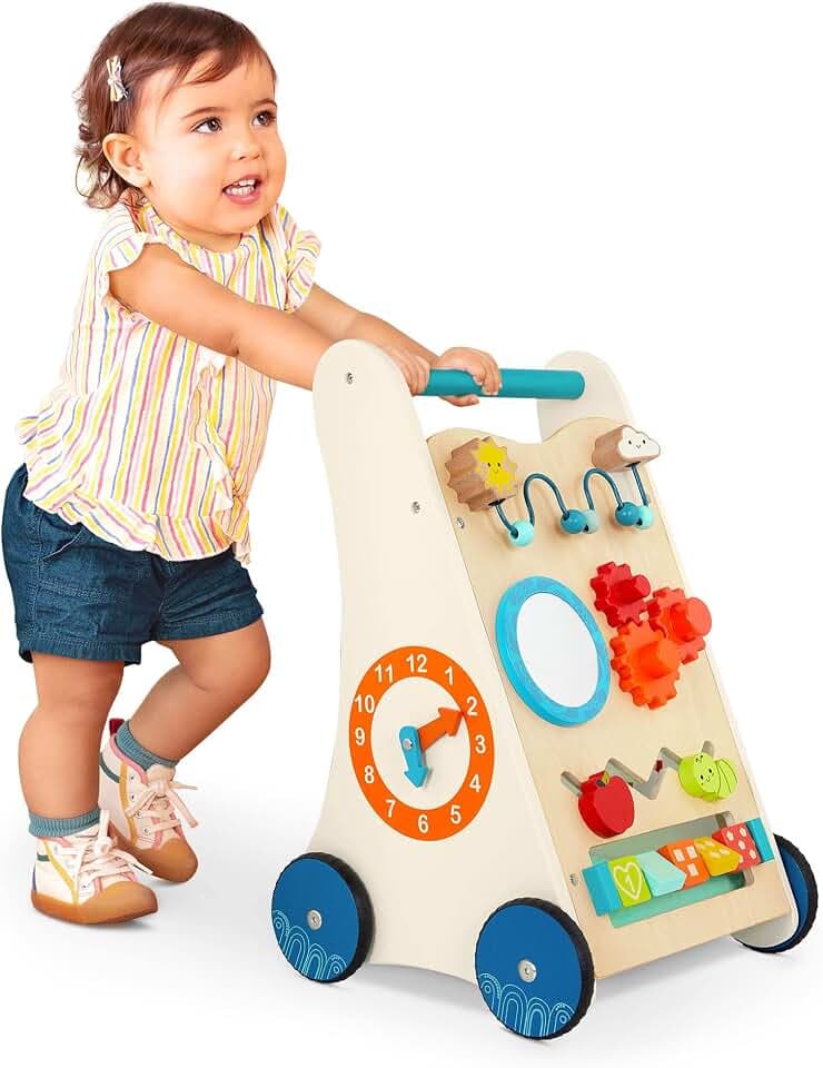B. toys Wooden Activity Walker, Little Learning Steps, 7 Activities