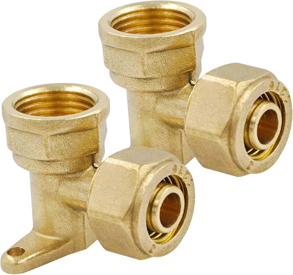2 Stück 1/2" Messing Wandscheibe, Schraubfitting Winkel Übergang 20x2mm 90°
