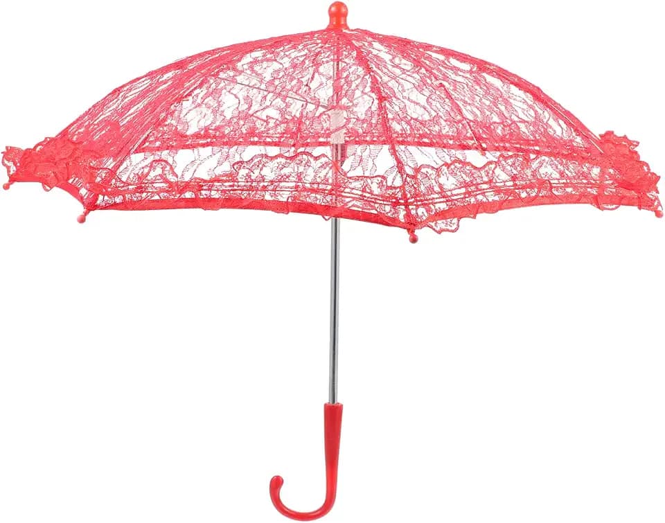GANAZONO Romantic Lace Embroidery Sun Umbrella 48cm for Wedding Flower Girl Small Vintage Bridal Umbrella Craft Flowers Lace Shading Device