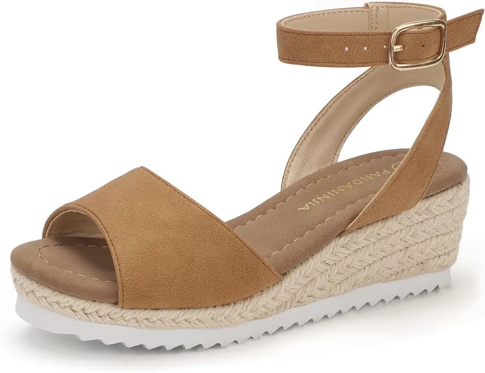 PANDANINJIA Girls Sandals Kids Wedge Espadrille Platform Summer Dress Shoe