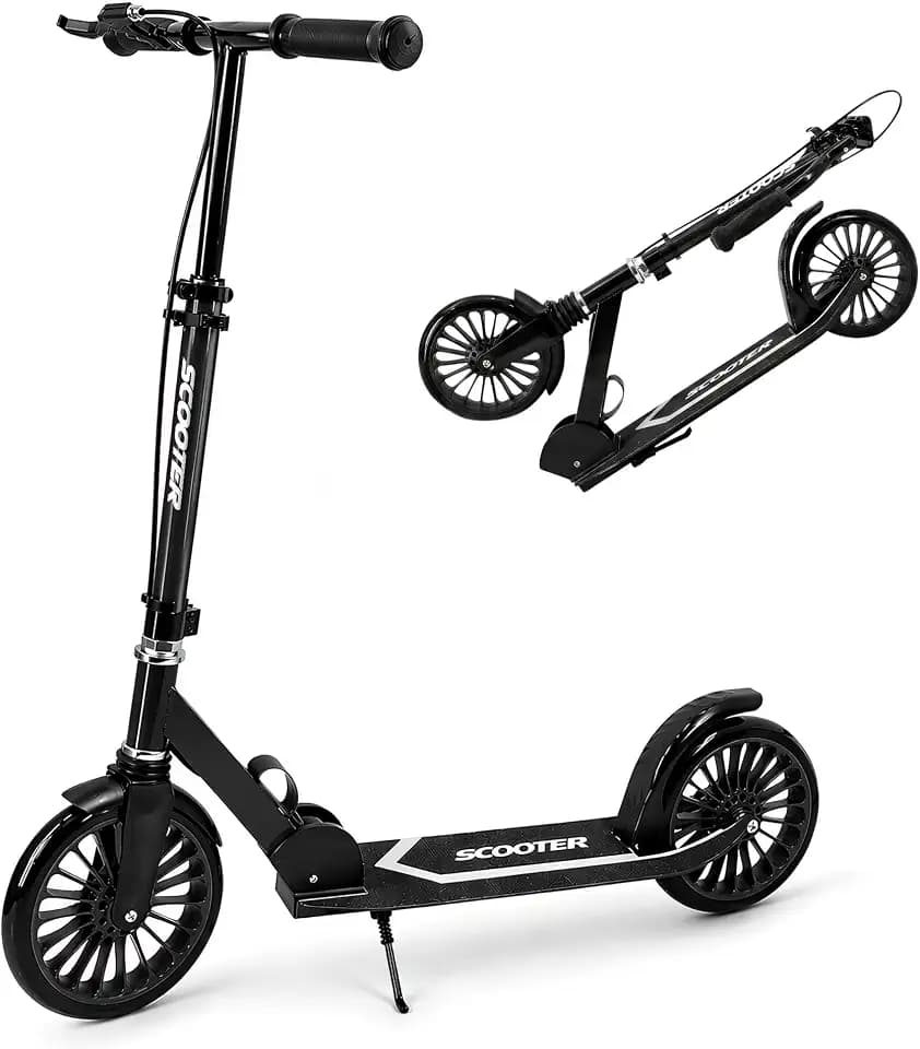 TENBOOM Aluminium Tretroller für Kinder & Erwachsene, 2 Bremsen, LED Räder