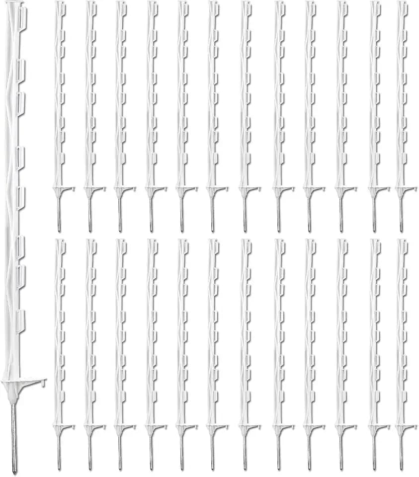 25 Pack 48'' Plastic Step-in Electric Fence Posts,Temporary Fence Stakes