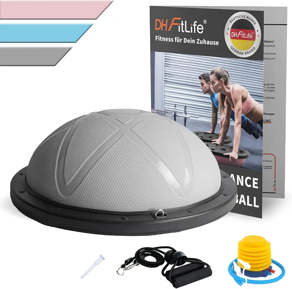DH FitLife Balance Ball, Balance Board Halbkugel bis 200 kg, Ø 60 × 22 cm