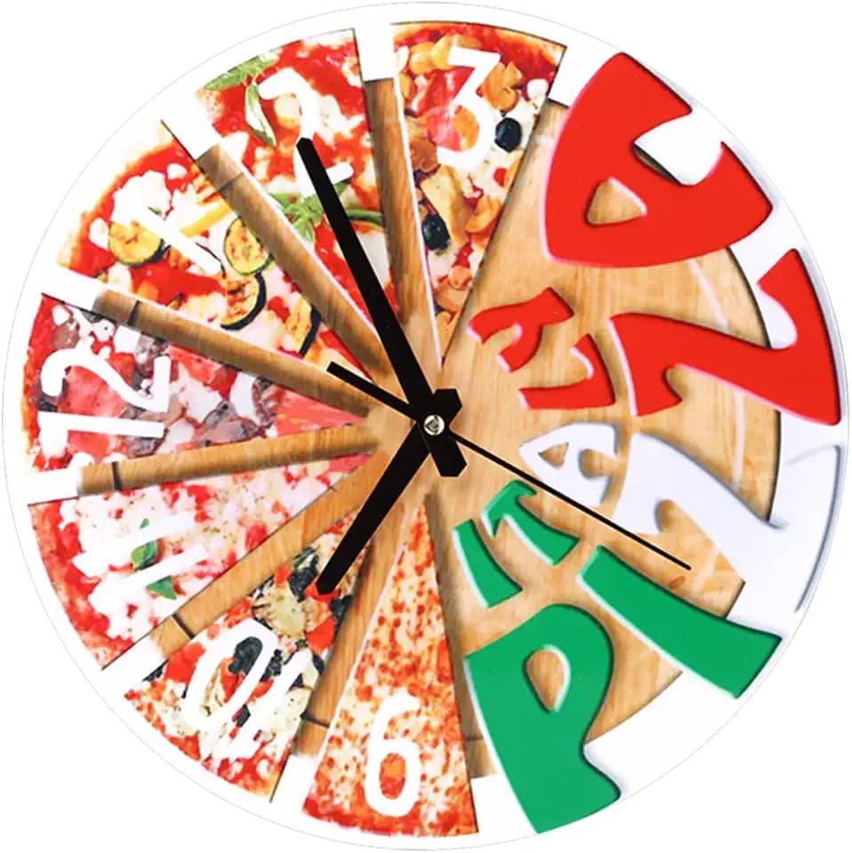 ABOOFAN Wanduhr, Pizza, modern, leise, für Dekoration von Küche und Wohnzimmer, ideal für die Dekoration von Küche und Wohnzimmer