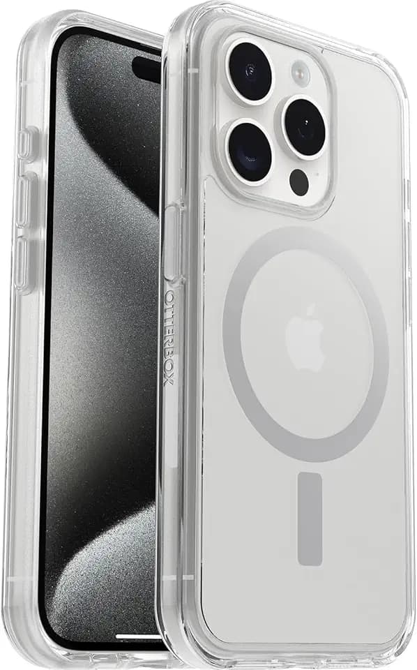 OtterBox iPhone 15 Pro (Only) Symmetry Series Clear Case - (Clear), Snaps to MagSafe, Ultra-Sleek, Raised Edges Protect Camera & Screen