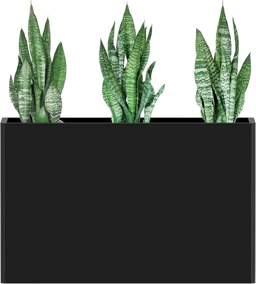 Galvanized Steel Planter 32x12x24 Inch Black