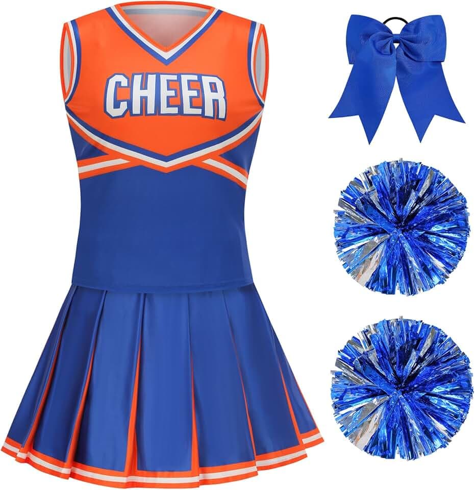 GRAJTCIN Adult Cheerleader Costume for Women Cheerleading Uniform Halloween Costume