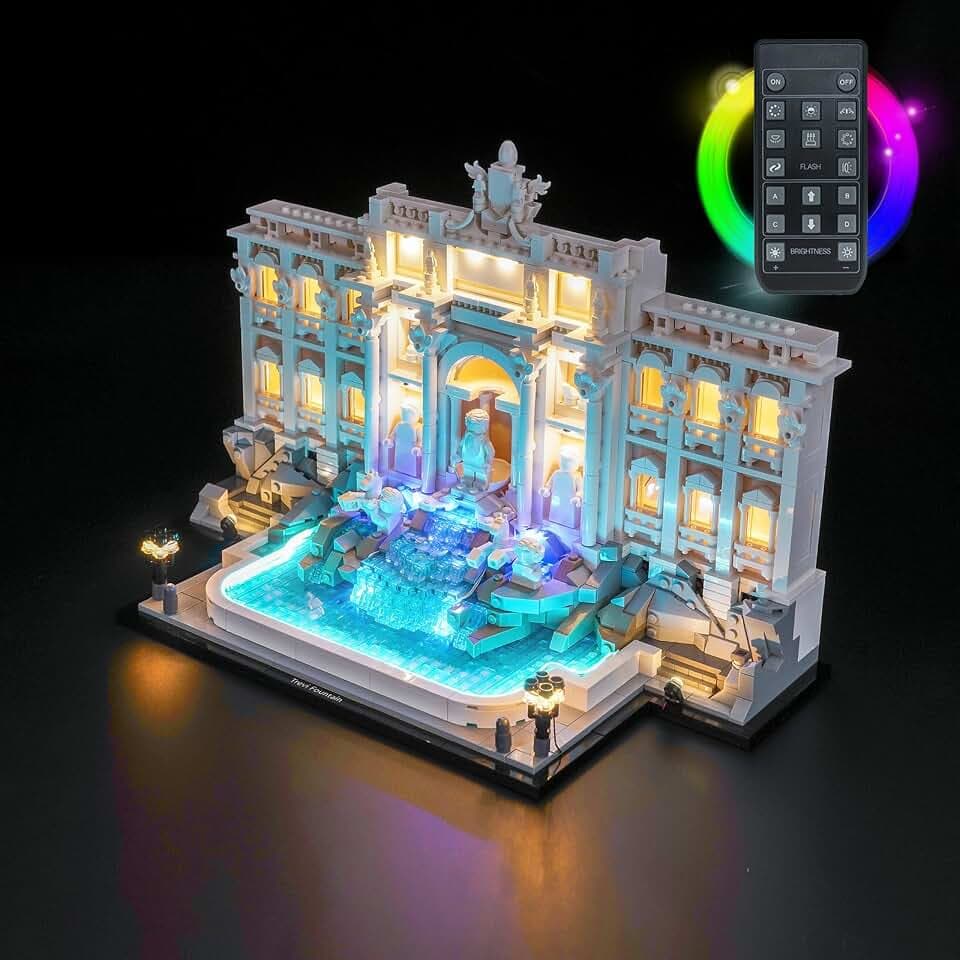 LocoLee Licht Set Kompatibel mit Lego 21062 Trevi Fountain Fernbedienung, Nur Lichter Set, Licht Beleuchtung Set Compatible with Lego Trevi-Brunnen 21062 (Nicht enthalten Modellset)