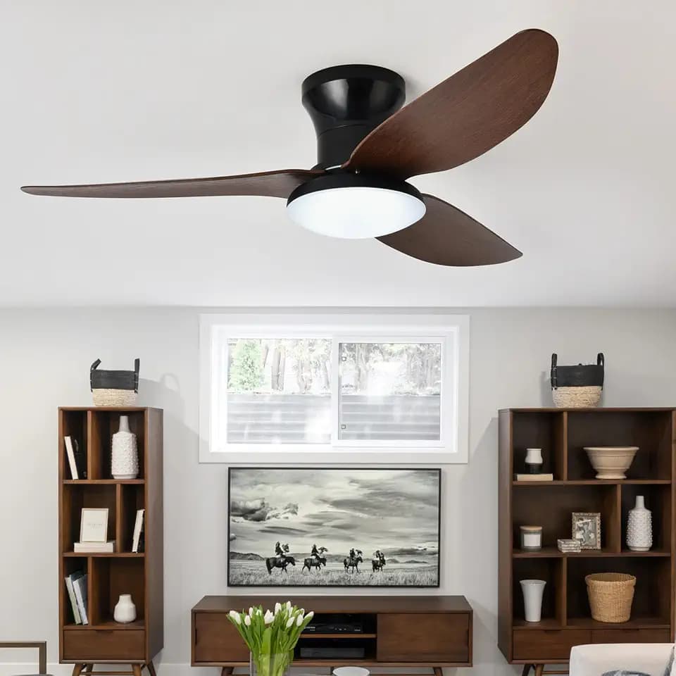 Groß Deckenlampe mit Ventilator Wohnzimmer Dimmbar Fernbedienung LED Deckenleuchte mit Ventilator Reversibel Leise DC Lampe Mit Deckenventilator Smart Modern für Schlafzimmer, Salon-Black