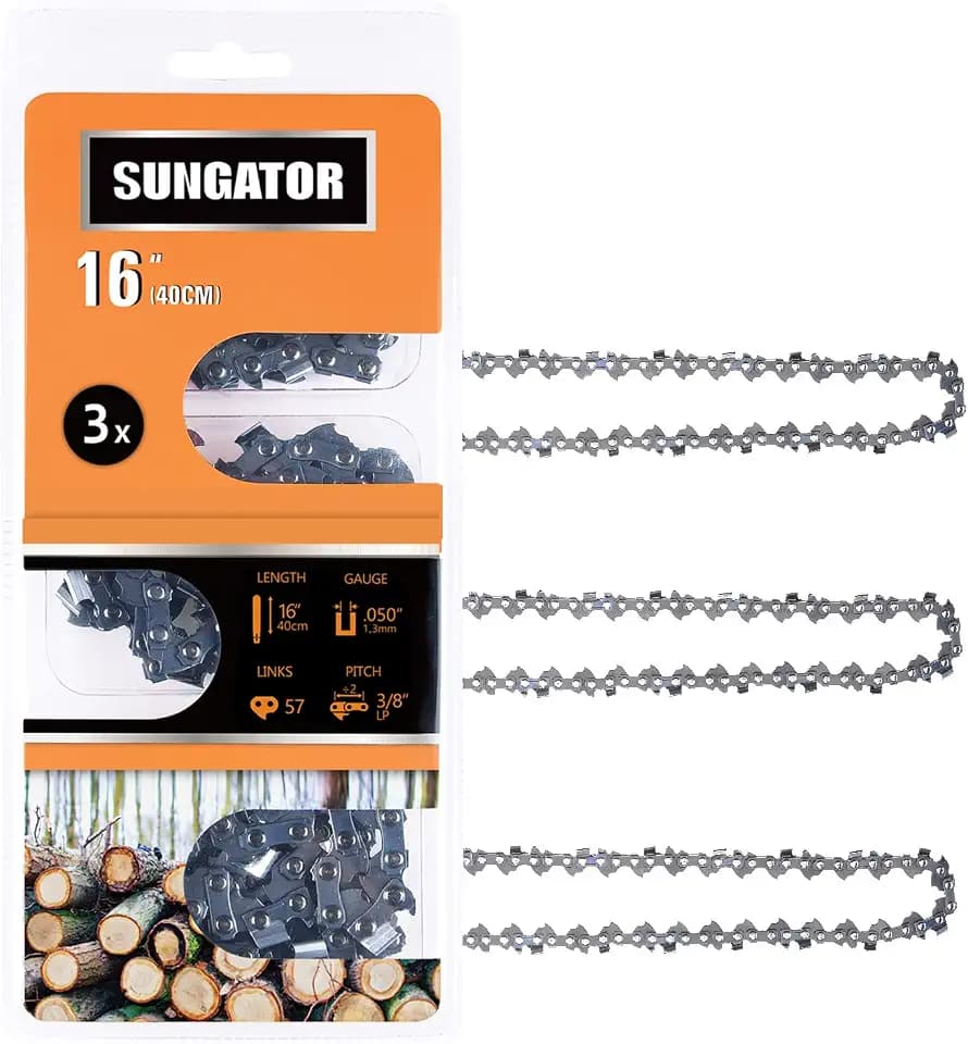 SUNGATOR 3-PCS 16" Chainsaw Chain,3/8" LP Pitch .050" Gauge, 57 Drive Links