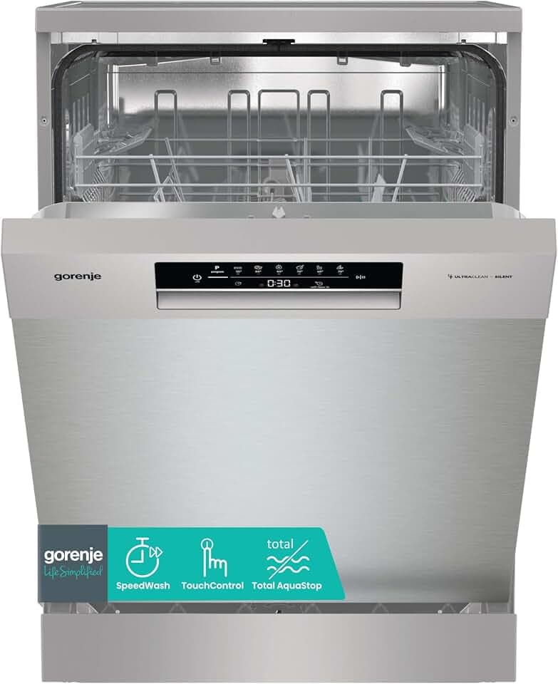 Gorenje GS642E90X Freistehender Geschirrspüler, 60 cm, 13 Maßgedecke, Total AquaStop, vollständiger Überlaufschutz, Hygiene Programm, SpeedWash Funktion, Selbstreinigung, UltraClean Besteckkorb