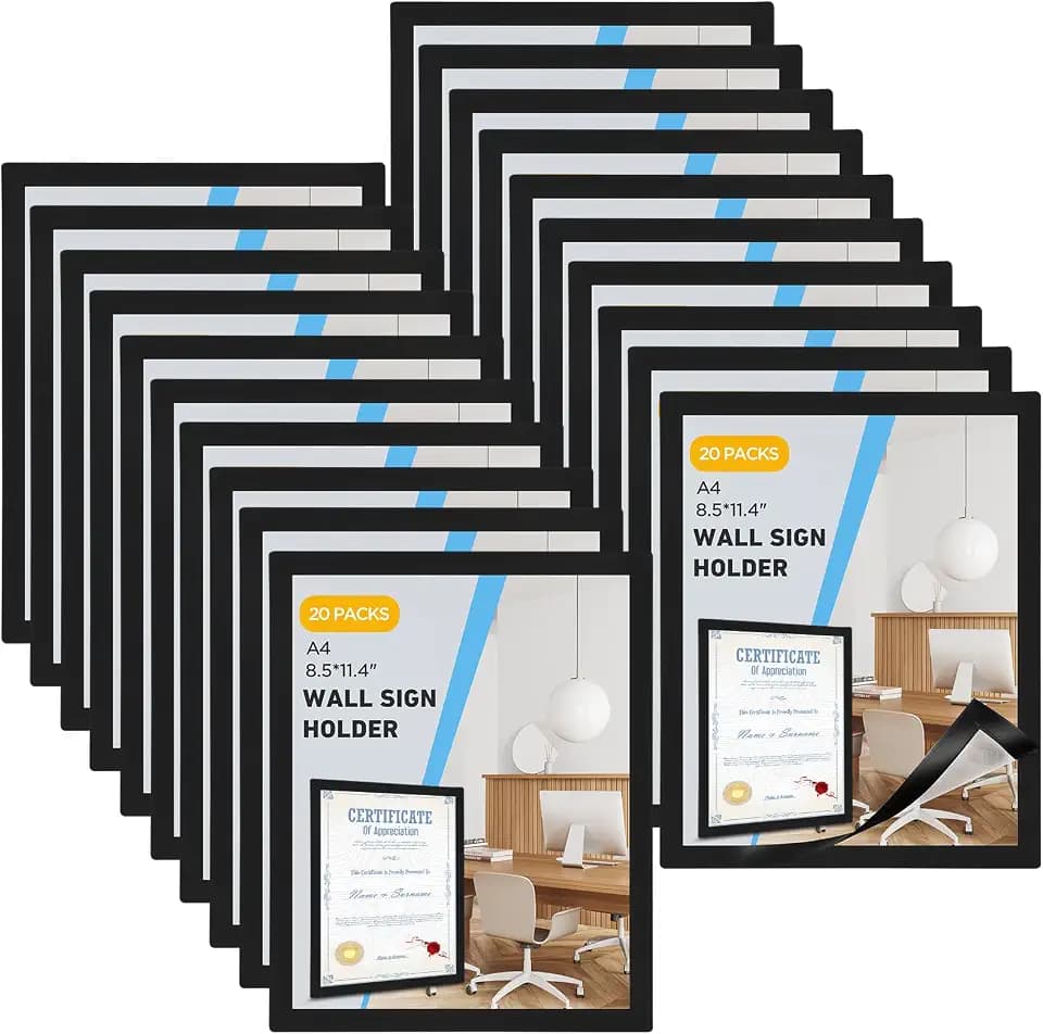 20 Pack Magnetic Sign Holder 8.5x11 inches with Magnetic Border