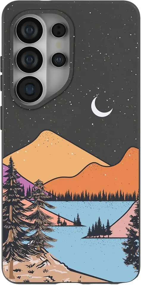 Pela | Phone Case Compatible with Samsung S26 Ultra | MagSafe Included | Cute Eco Friendly | Made with Plants | Black Night Trails