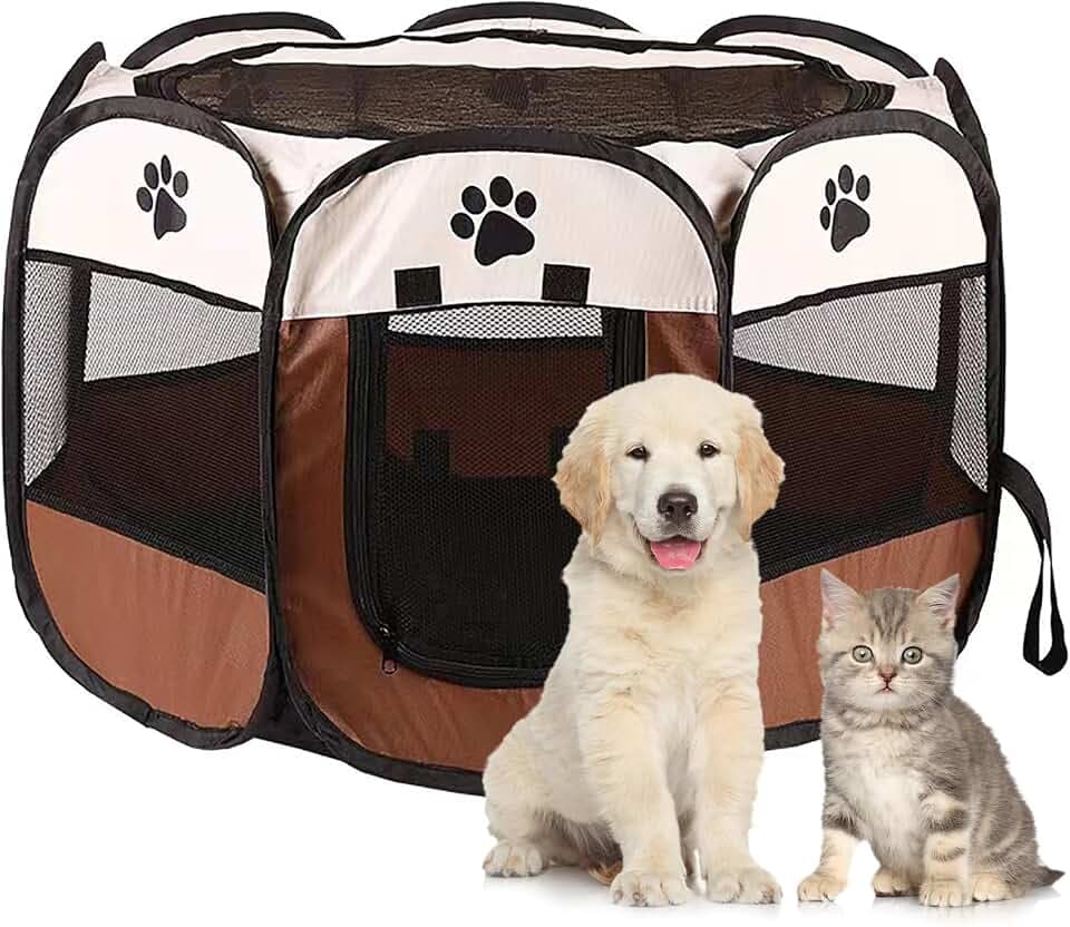 Tragbarer Haustier Hundezaun, Laufstall Hund Produkte für den Innen und Außenbereich, Wasserdichtes Oxford-Tuch Welpenlaufstall, Geeignet für Kleine Katzen, Hunde, Kaninchen