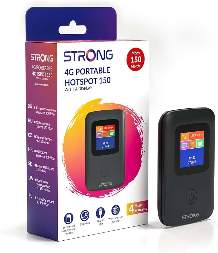 STRONG Mobiler WLAN Router 4G LTE mit SIM, 4G Router CAT4 150 Mbit/s