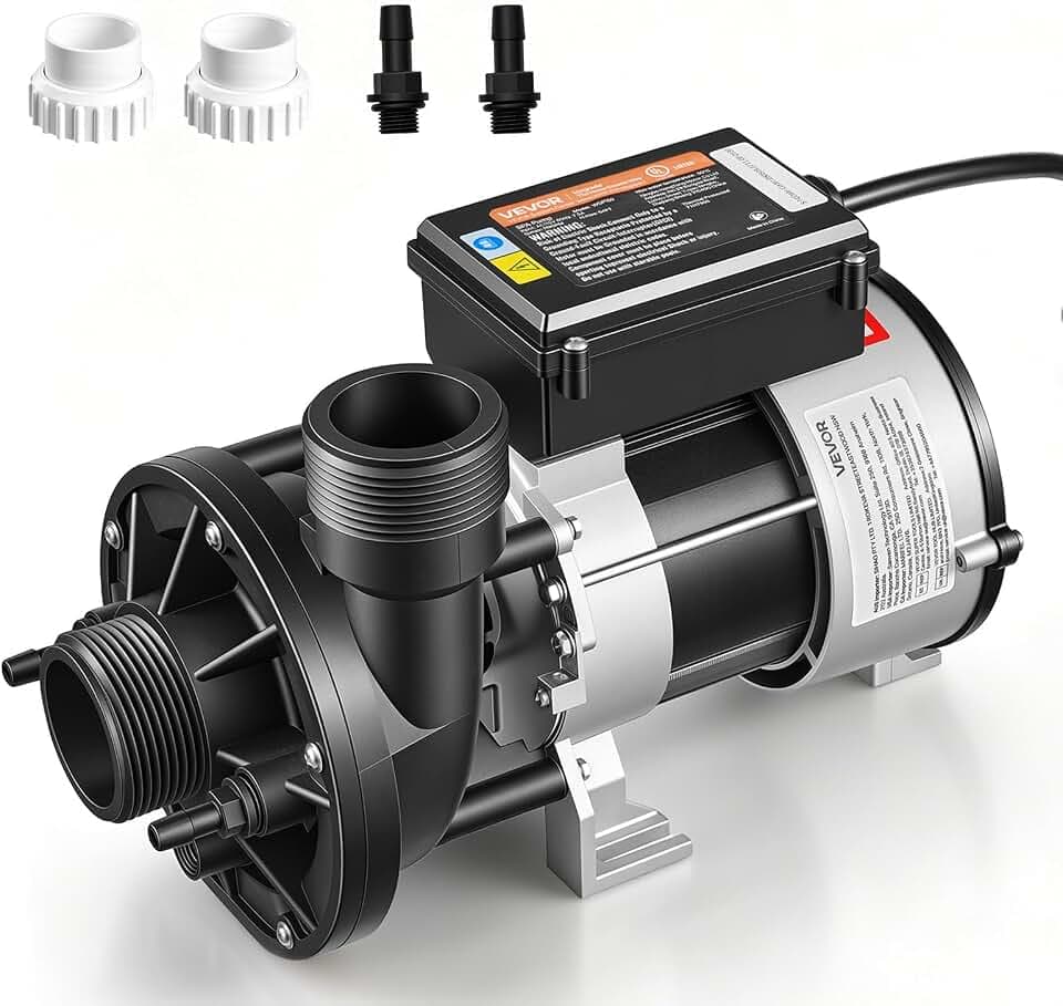 VEVOR SPA Pump 1.5HP Hot Tub Bath Pump 115V 119GPM Flow Rate with 1.5" Port, 90° Rotational Interface, 54 ft Max Lifting Height, Copper Motor, SPA Bath Water Circulation, Compatible with OEM Models