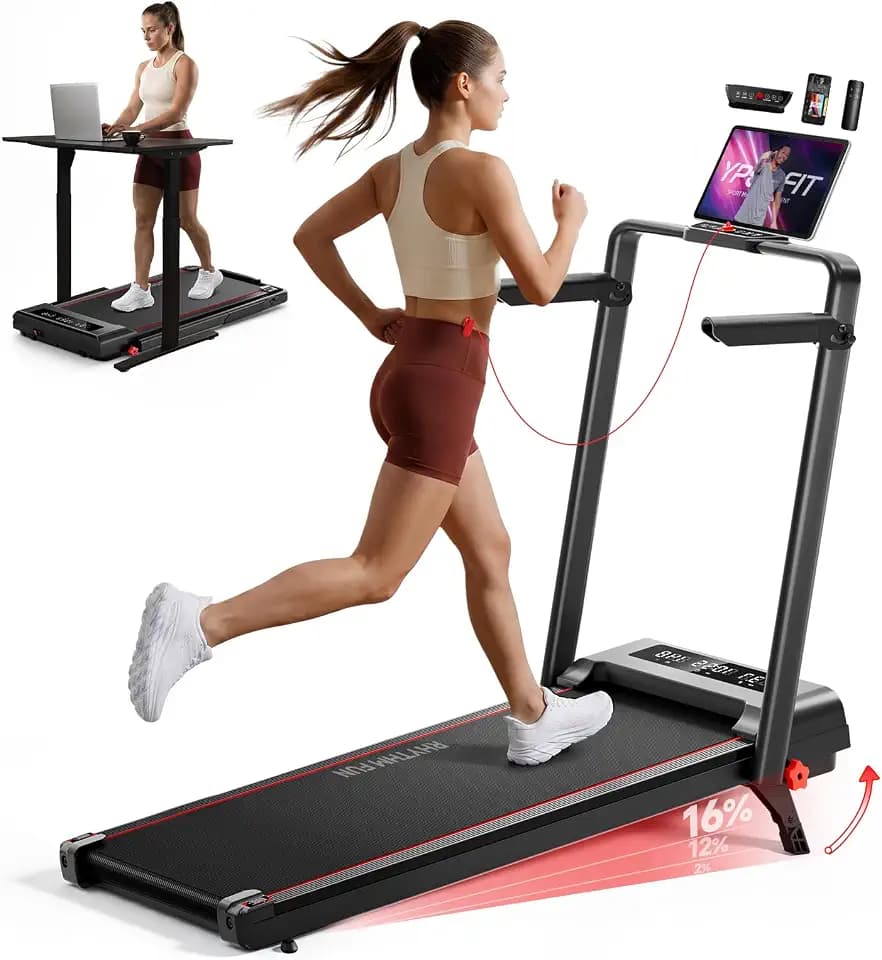 RHYTHM FUN Incline Walking Pad, Handle Bar, 37.4" Running Belt, 300 LBS