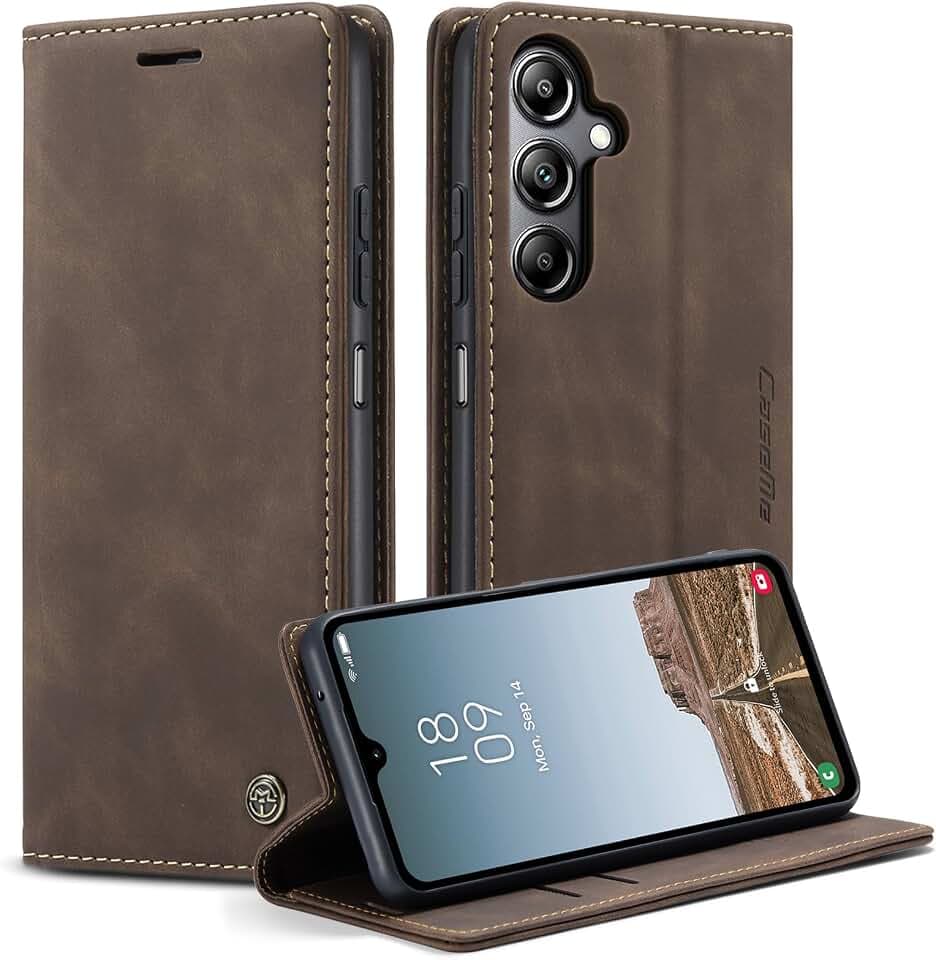 Handyhülle für Samsung Galaxy A05S Hülle, Klapphülle Premium Lederhülle Klappbar Flip Case Tasche Magnet Kartenfach Standfunktion Klapphülle Schutzhülle für Samsung A05S Handyhülle, Kaffee