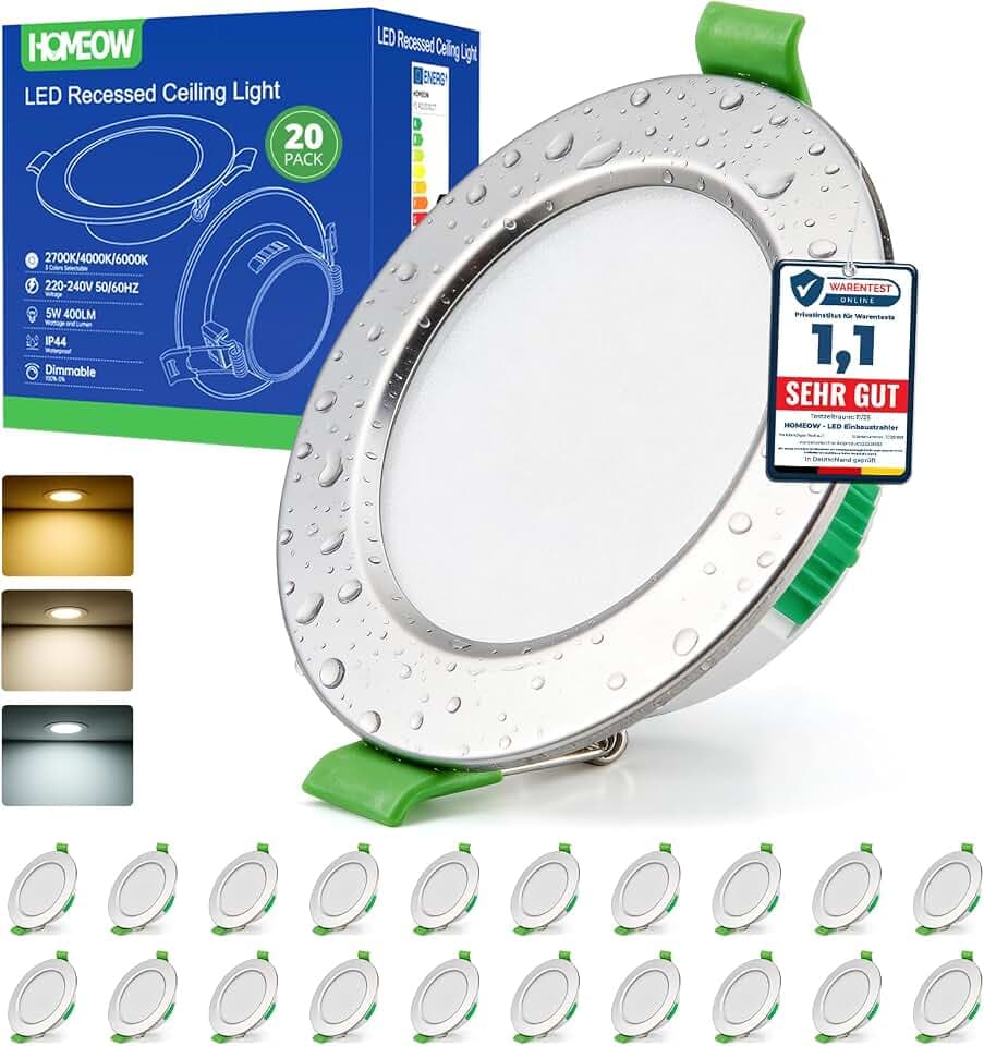HOMEOW 20er Set Einbaustrahler LED Spot deckenleuchte 68mm - 80mm Lochmaß