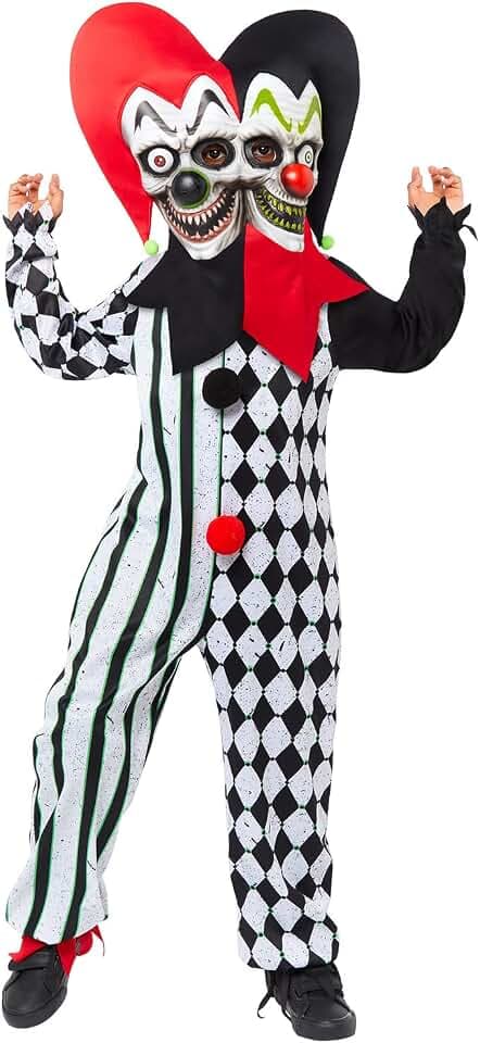 amscan - Boys Halloween Two Faced Jester Clown Fancy Dress Costume Age: 4-14 Years