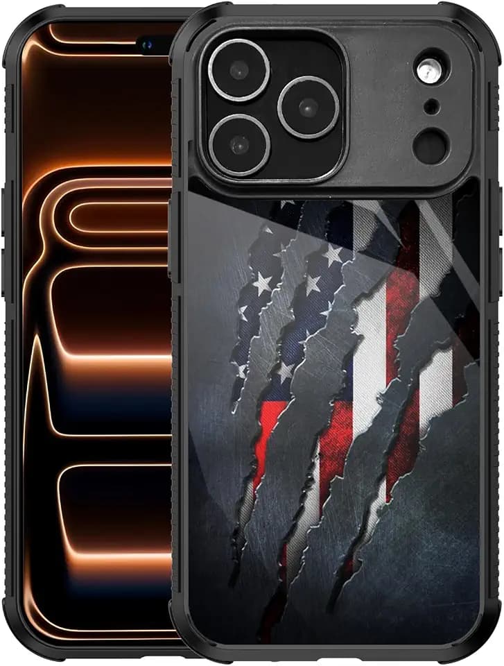 Case for iPhone 17 Pro Max Case,American Flag Case for iPhone 17 Pro Max Design for Men Boys [Anti-Scratch] Non-Slip+Shockproof Rugged TPU Protective Case