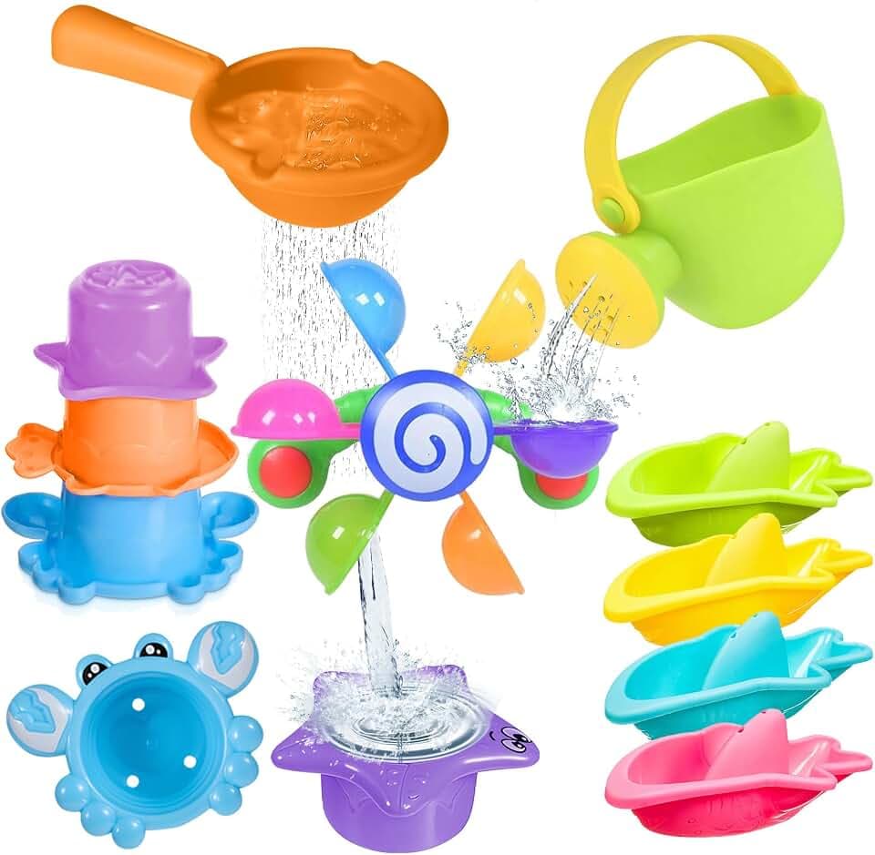 Badewannenspielzeug, Badespielzeug Baby ab 1 2 3 4 Jahr, Wasserspielzeug Kinder, 10er Set Pool Planschbecken Spielzeug Schwimmbad Wasserspielzeug Outdoor, Geschenk für Jungen & Mädchen