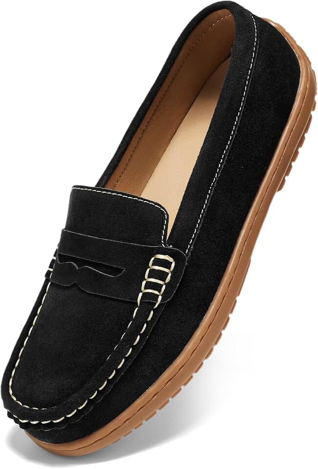 BEAUSEEN Women's Penny Loafers Slip-On - Lightweight Breathable Suede Driving Moccasins,Cute Business Casual Dress Shoes for Work & Travel