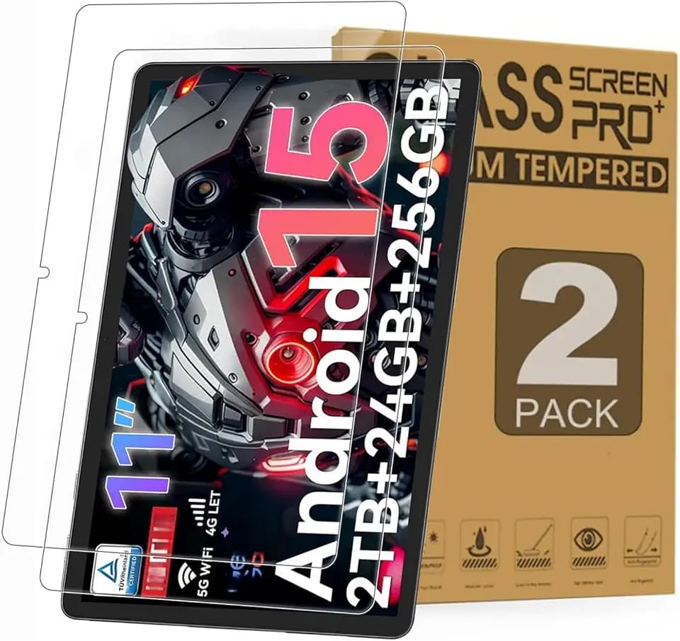 2 Pack Screen Protector for TABWEE T90/T50/W90 Tablet 11 Inch Tempered Glass Film,Compatible with Frameflow P11T/KINGRID T90/BESTTAB W90/MOONSTARS D126C Tablets 11“ Tempered Glass