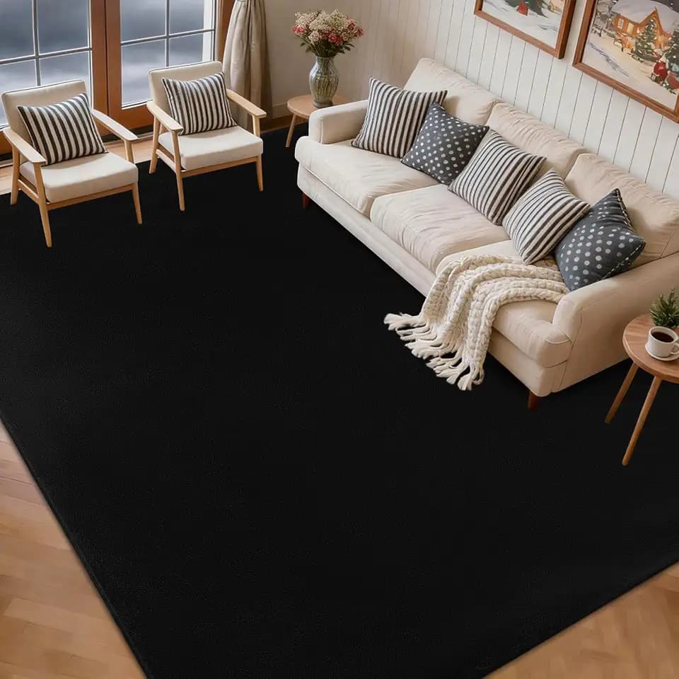 qulint 5x8 Black Area Rug for Living Room, Modern Soft Rug for Bedroom