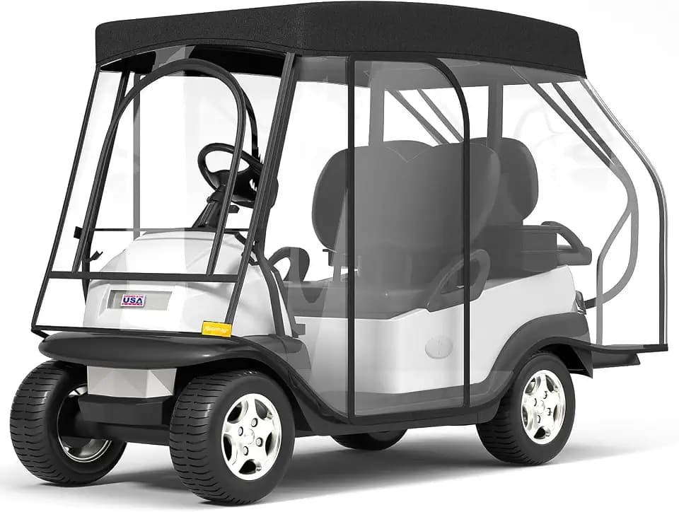 Golf Cart Enclosure - 2+2 Drivable Rain Cover for EZGO, Club Car - Durable Door Zipper, 4-Sided Clear Windows (4 Seater)