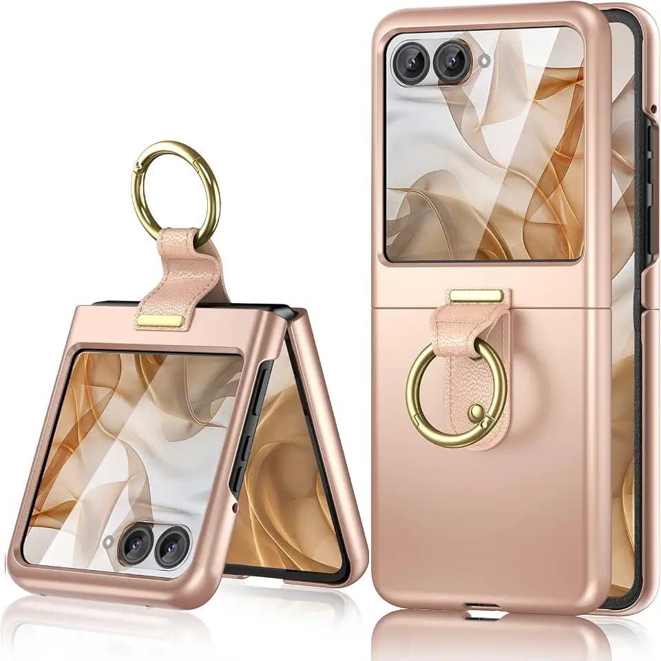 Maxdara for Motorola Razr 2026/2025/2024 Case with Ring, Rose Gold