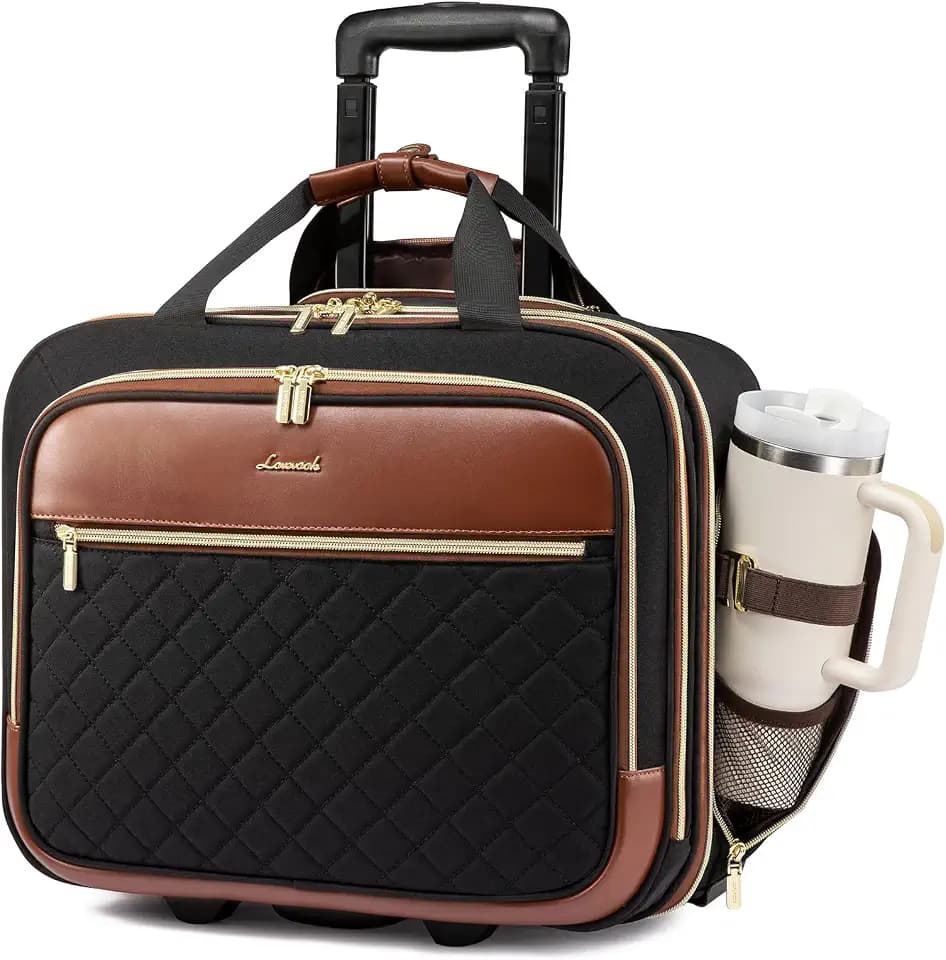 LOVEVOOK Rolling Laptop Bag for Women, Underseat Carry On Bag with Wheels