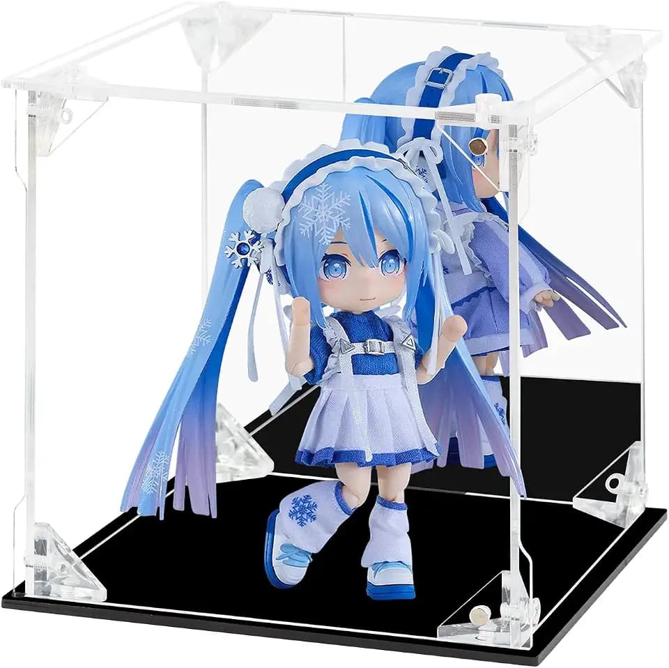 Acrylic Display Case for Collectibles Assemble Clear Acrylic Display Box with Mirrored Back, Alternative Glass Case for Action Figures Lego Model Doll Toys Display (6x6x6 inch, 15x15x15cm)