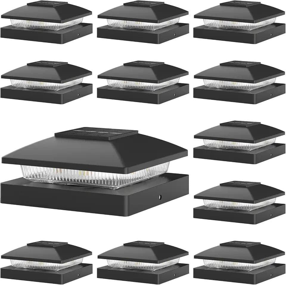 APONUO 12 Pack 4x4 Post Solar Lights, IP64 Waterproof Warm/Cool White