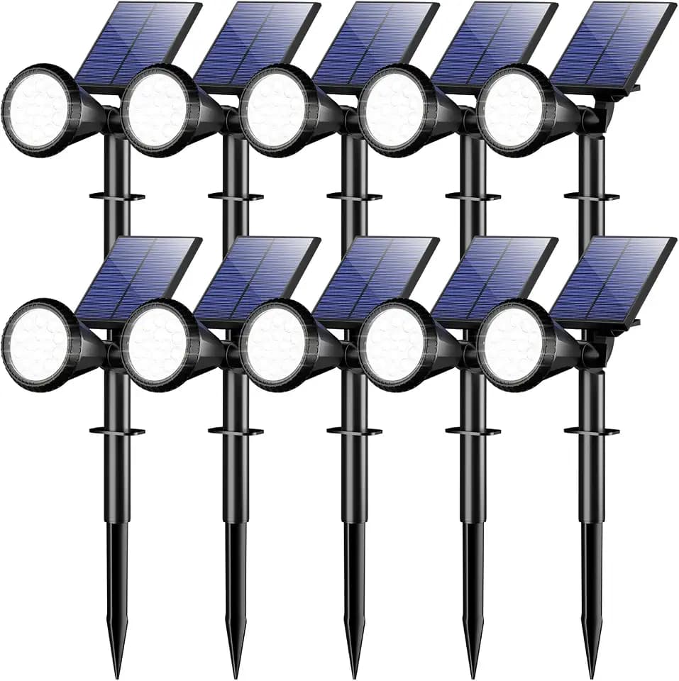 WELALO Solar Lights Outdoor Waterproof Flag Spotlights 10 Pack (Cool White)
