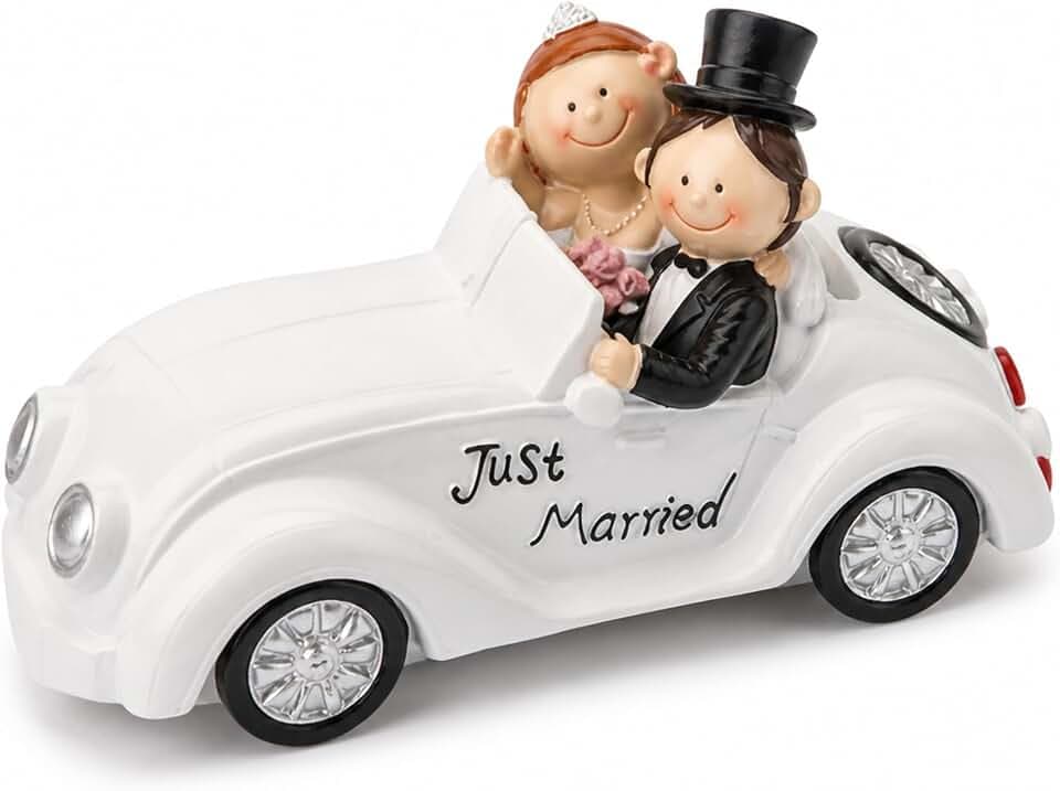 Spardose Hochzeitspaar im Cabrio - Just Married - Hochzeitsauto mit Brautpaar - Keramik Sparschwein Hochzeit