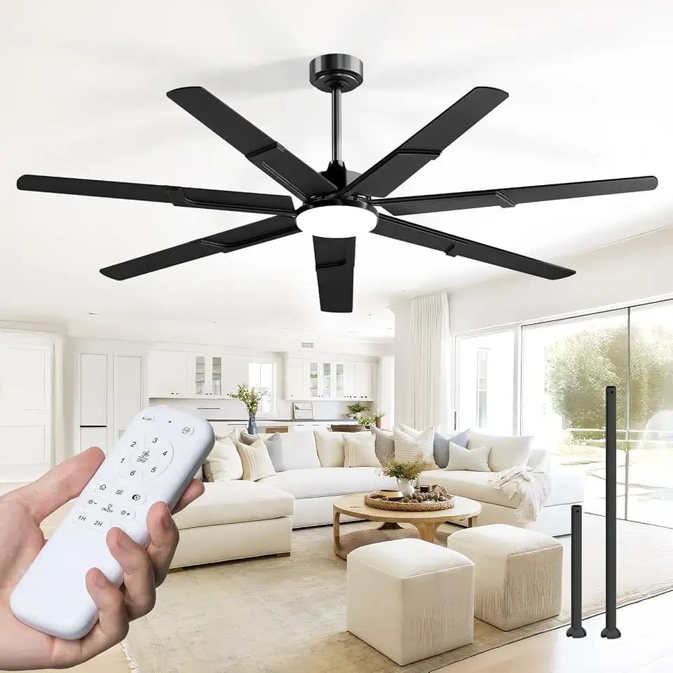 Amico 66 Inch Ceiling Fans with Lights and Remote, Black
