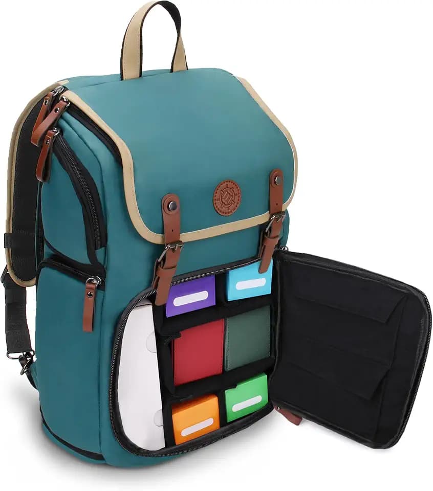 Enhance Sammelkarten-Aufbewahrungsbox-Rucksack in voller Größe für Spielkarten – Platz für Kartenordner, TCG Box Aufbewahrung, Playmat-Halter kompatibel mit Magic The Gathering, Pokemon (Grün)