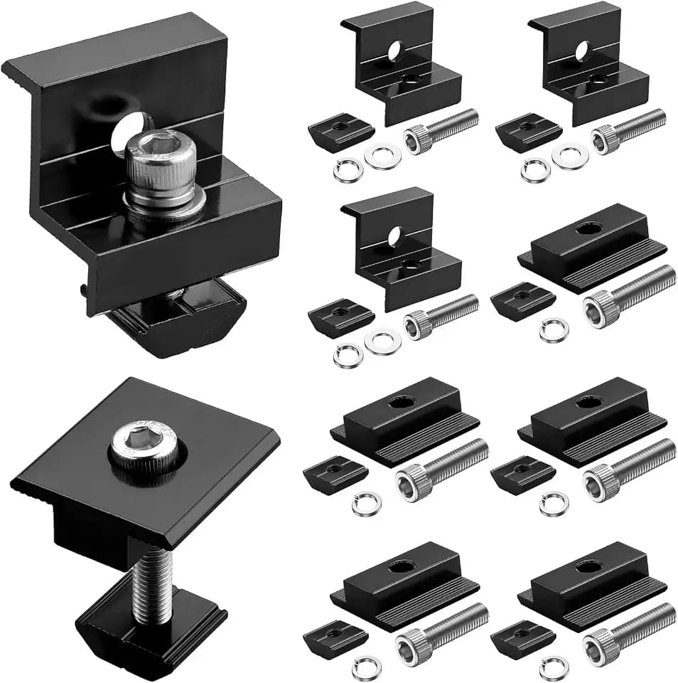 GETLITOOL 10x Solarmodul Klemmen 30/35mm, Schwarz 6x Mittelklemme 4x Endklemme Schiene Befestigungen zur Montage 4 Module, Aluminium Solarpanel Halterung Solar Klemme für Gerahmte Solarmodul(30/35mm)