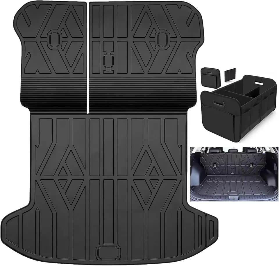 Cargo Trunk Mat with Backrest Mats for Kia Sportage 2023-2025 2026(Not Fit Hybrid/PHEV),All Weather Protection TPE Heavy Duty Cargo Liner Sportage Accessories,Black