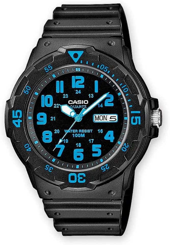 Casio MRW200H Series | Unisex Analog Watch | 100M WR | Stainless Steel Case | Resin Band | 2 Hand Analog (HR, Min, SEC) | Date Display | Screw Down Crown/Screw Down Caseback | 3 Year Battery