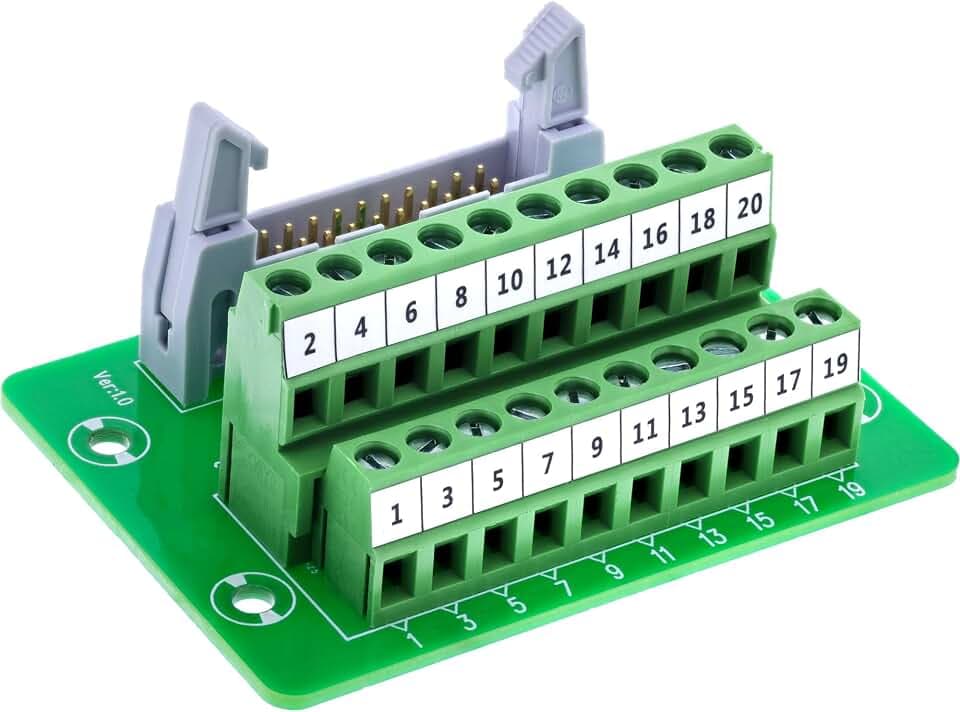 InLine IDC 20 Buchse auf Terminalblock, 10-polig, robuster Flachbandkabel-Adapter für Platinen, mit Schraubklemmen, ideal für Steuerungen & Prototypen, 92504P