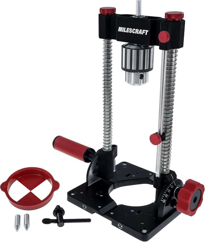 Milescraft 1348 DrillMatePRO - Robuster, mobile Bohrständer. Vielseitiges und präzises Bohrmobil. Schwenkbarer Bohrständer mit 13mm Bohrfutter.