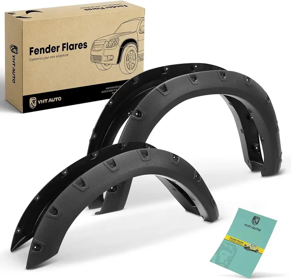 YHTAUTO Pocket Bolt-Riveted Style Fender Flares w/Hardware, Textured Black