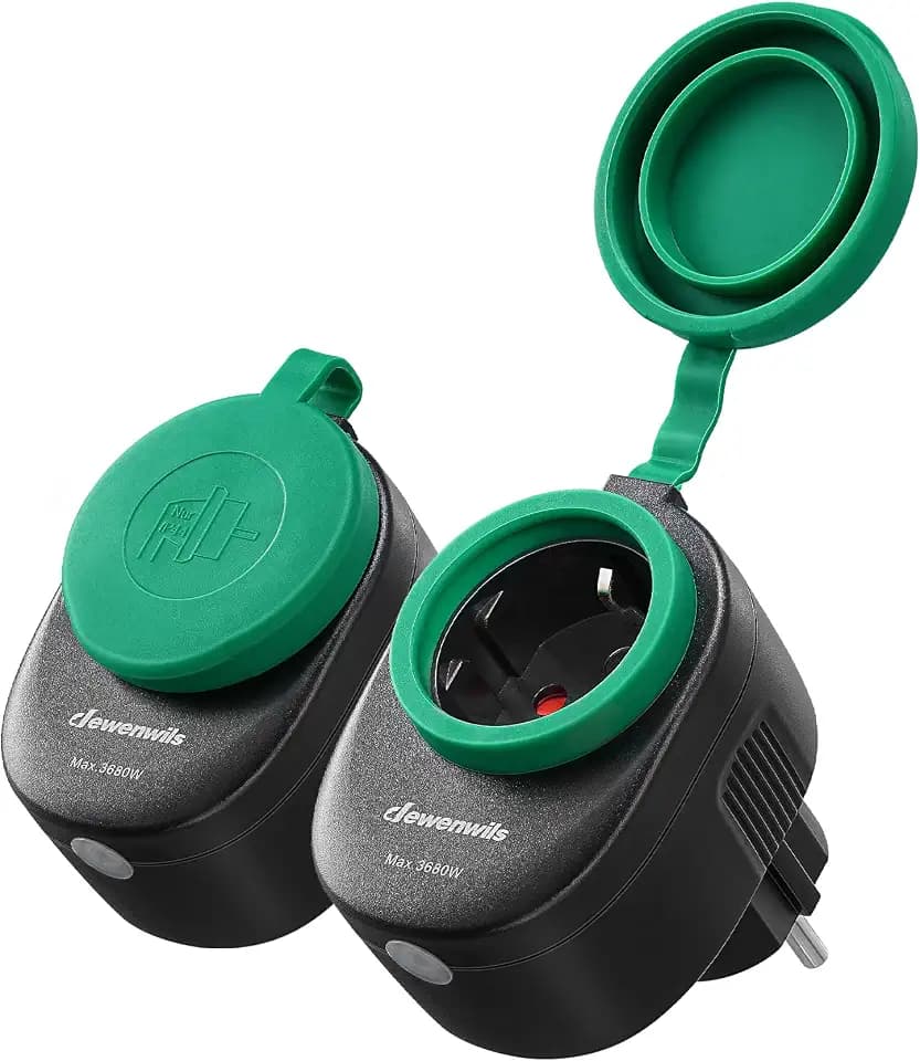 DEWENWILS WLAN Steckdose Outdoor, IP44, Kein Hub Erforderlich, 2er-Set