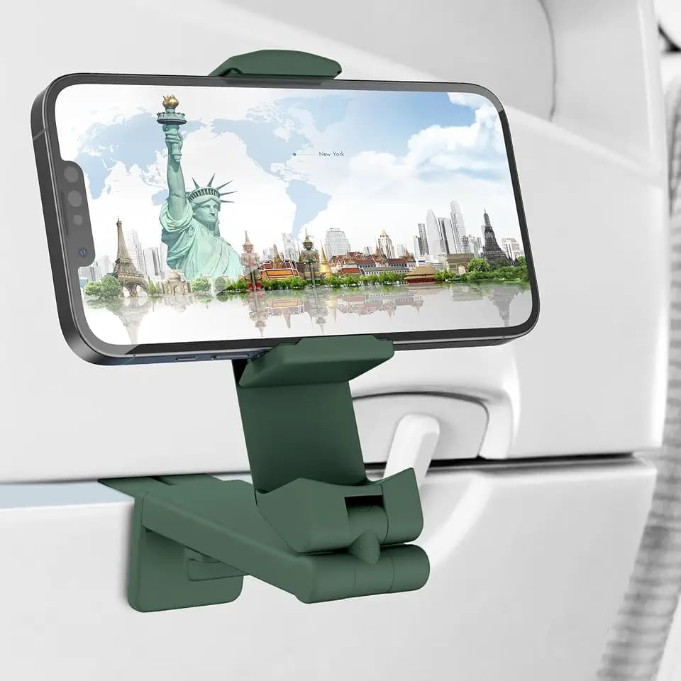 Perilogics Airplane Phone Holder Mount, Plane Travel Essentials (Evergreen)
